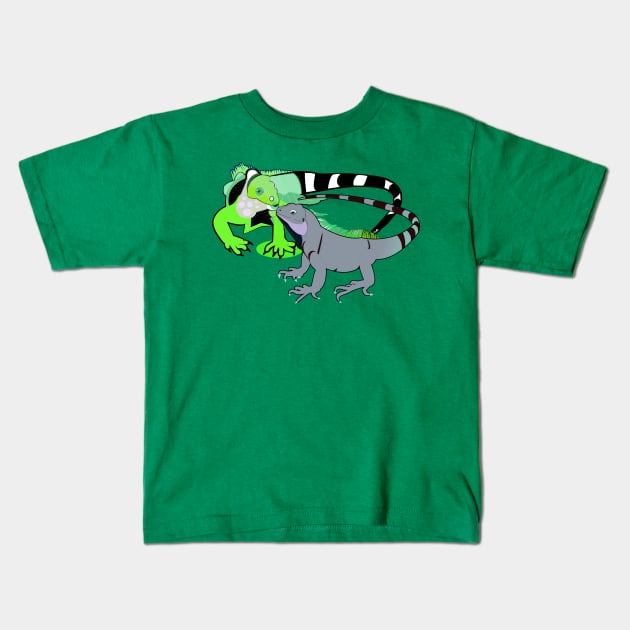 Two Iguanas Kids T-Shirt by momomoma